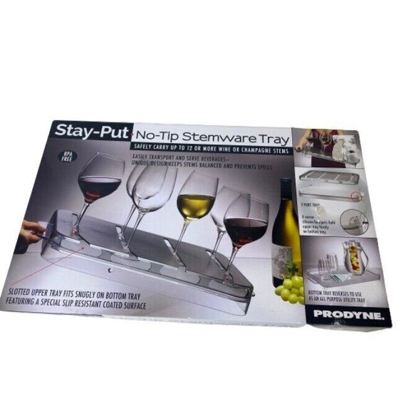 Prodyne Stay-Put No-Tip Stemware Tray – Serving ST20 Easy Carry for Hosting NEW
